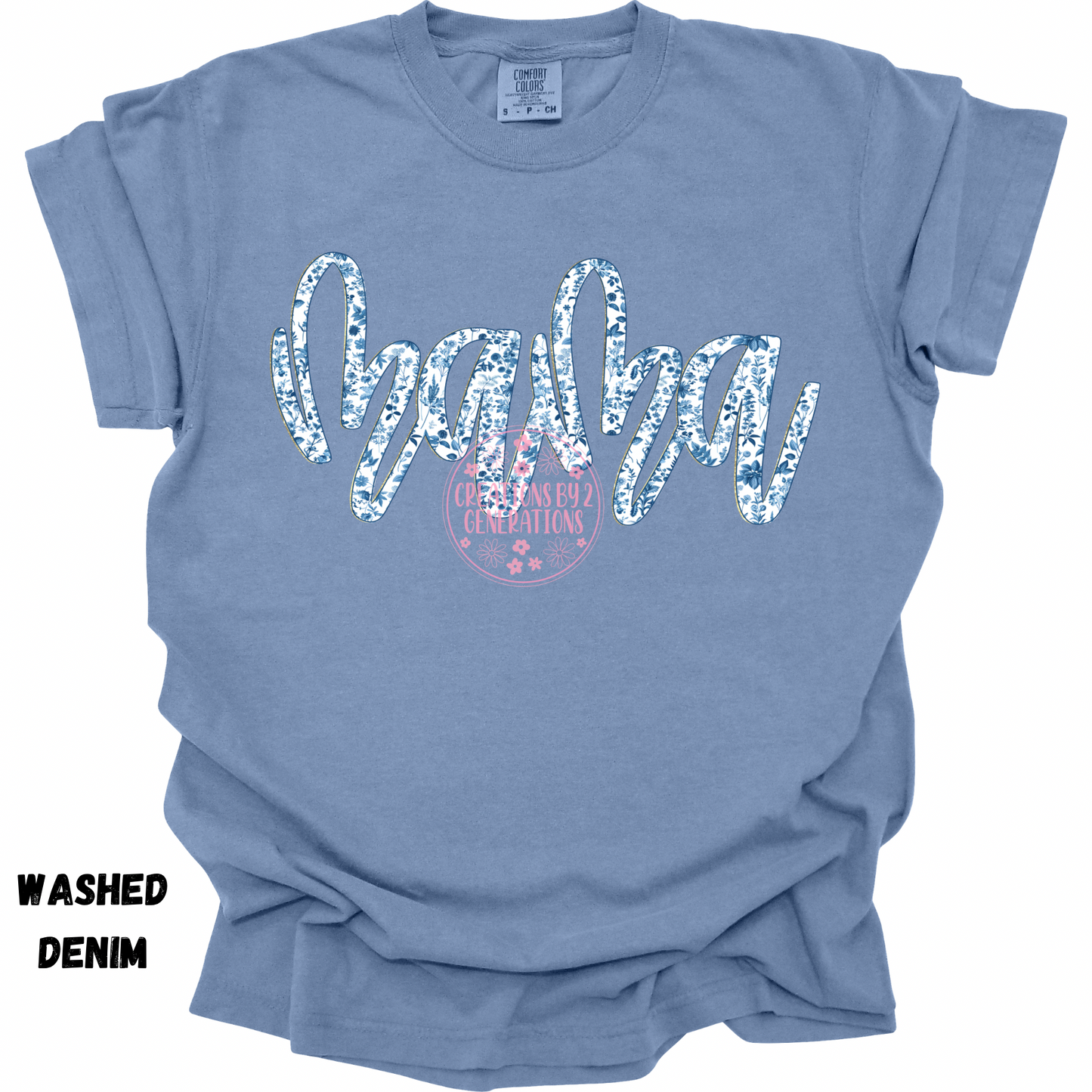 MAMA BLUE WHITE CURSIVE