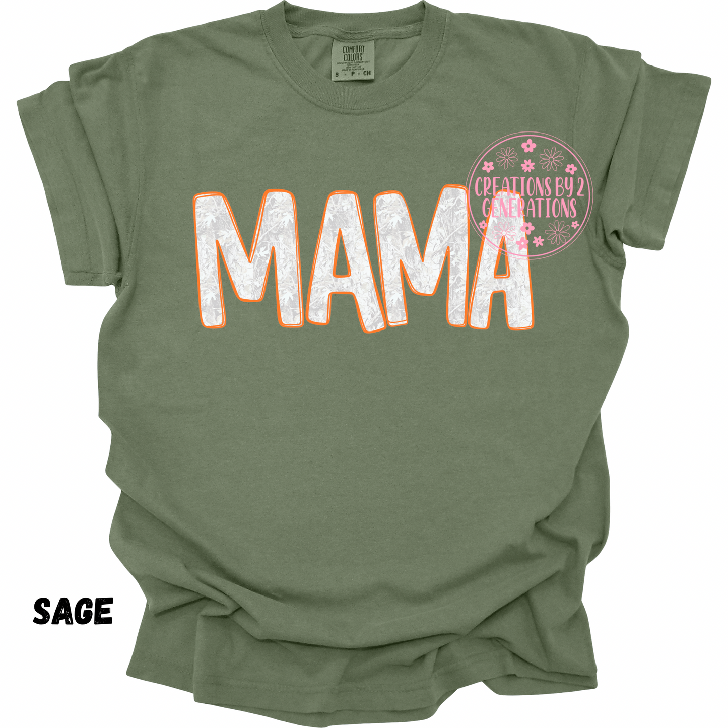 MAMA WHITE CAMO WITH ORANGE OUTLINE