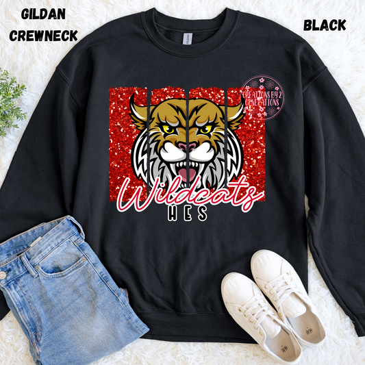 WILDCATS HES RED GLITTER BACKGROUND SWEATSHIRT PREORDER (YOUTH)