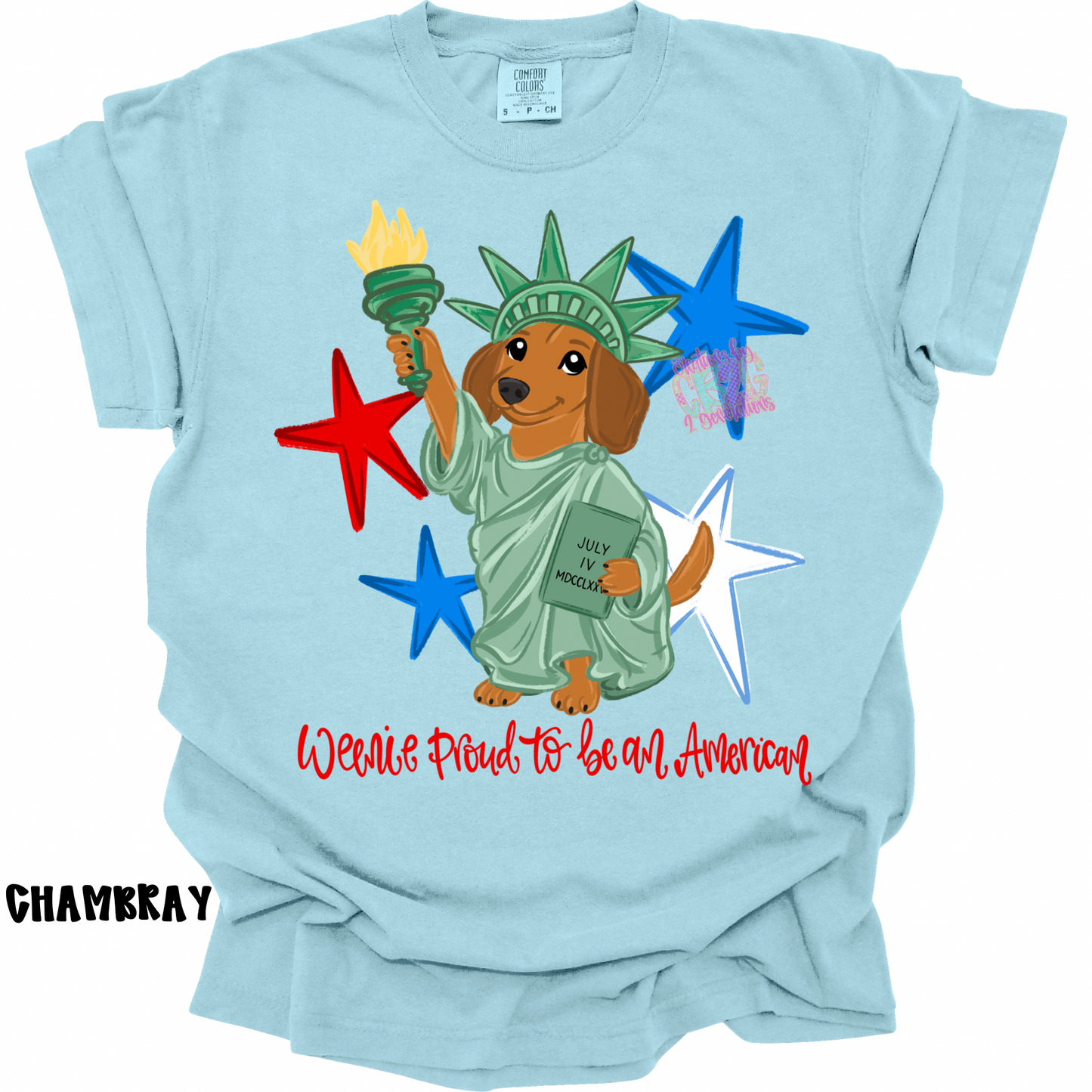 WEENIE PROUD TO BE AN AMERICAN WITH WORDS PREORDER