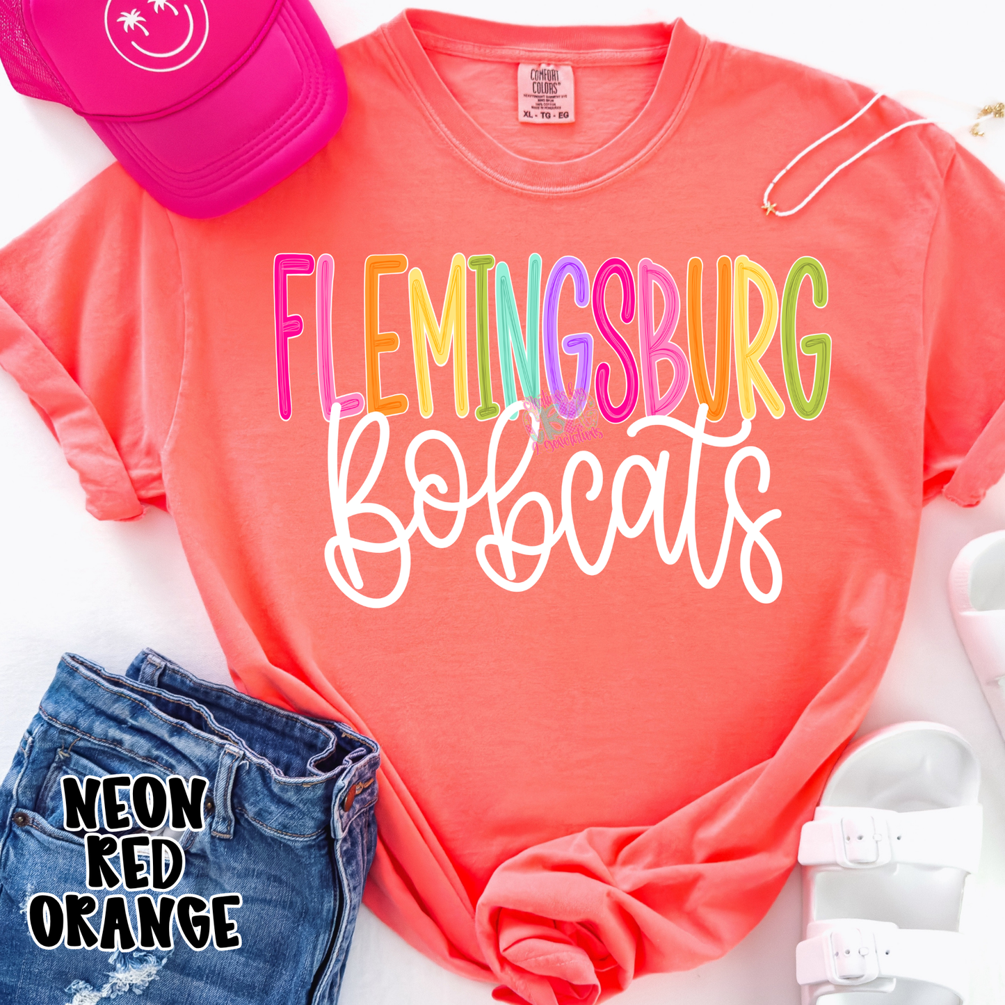 FLEMINGSBURG BOBCATS COLOR POP WITH WHITE CURSIVE PREORDER