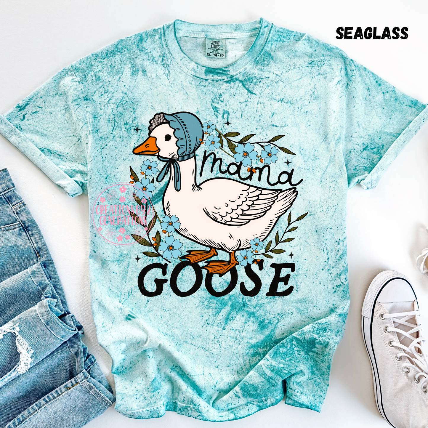 MAMA GOOSE WITH BLUE FLOWERS PREORDER