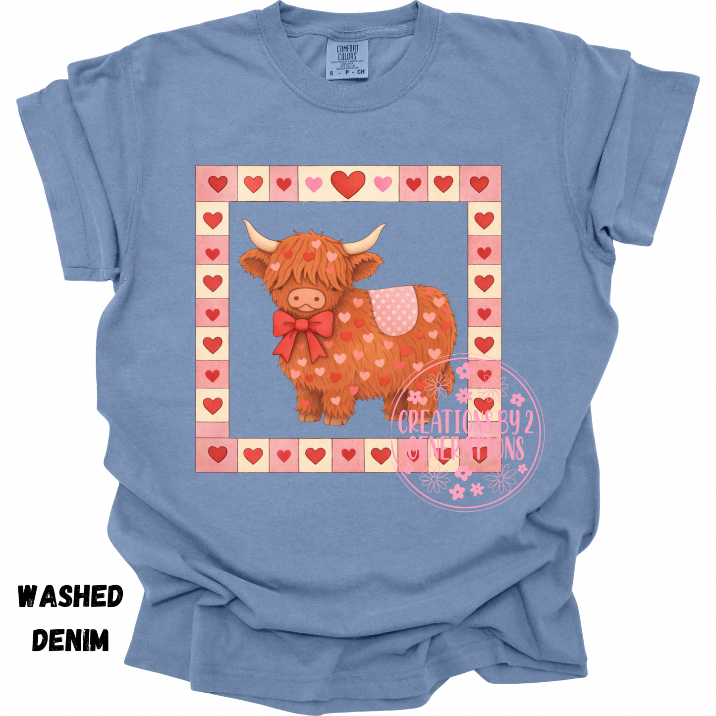 HIGHLAND COW VALENTINE QUILT SQUARE