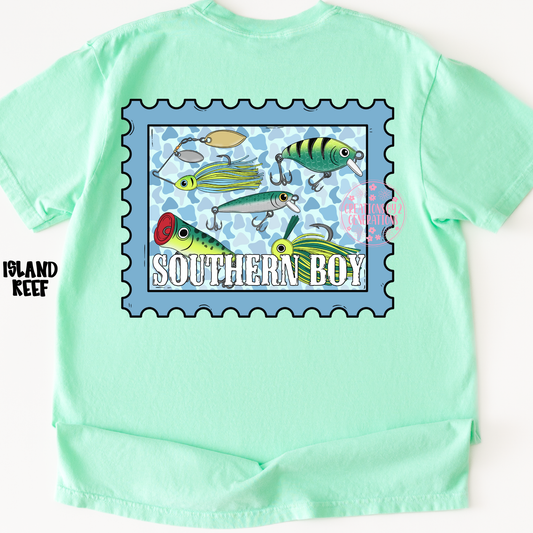 SOUTHERN BOY FISHING BAITS BLUE CAMO WITH FRONT POCKET DESIGN PREORDER