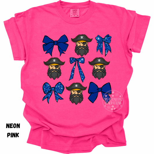 PIRATES HEAD WITH BLUE BOWS PREORDER (YOUTH)