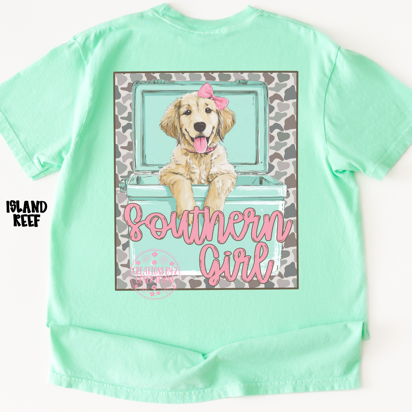 SOUTHERN GIRL DOG WITH BOW IN COOLER WITH FRONT POCKET DESIGN PREORDER (YOUTH)