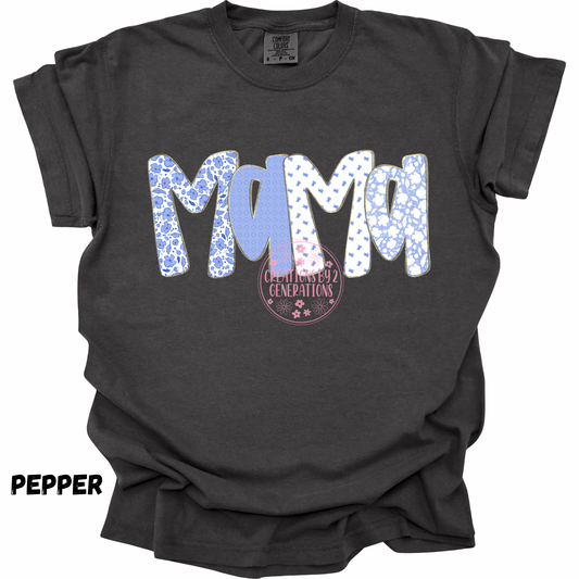 MAMA BLUE/WHITE FLORAL