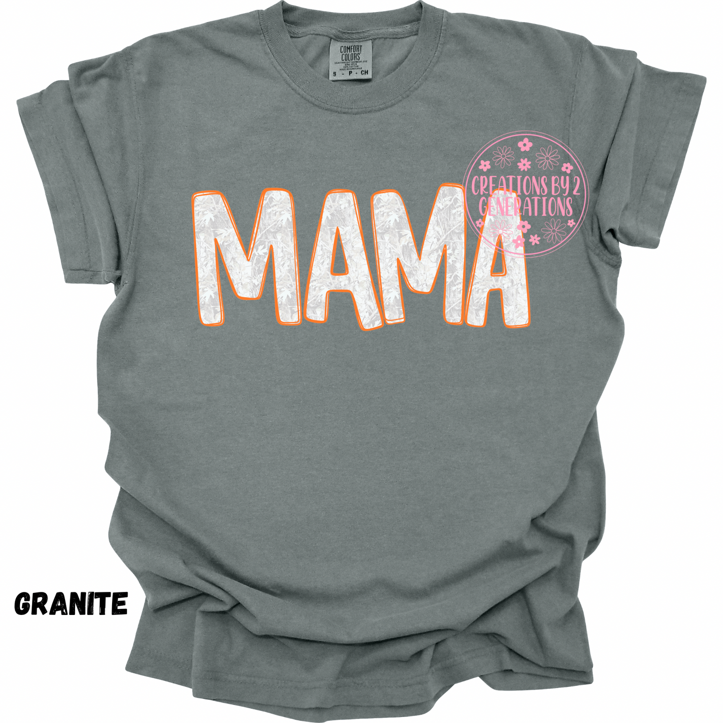 MAMA WHITE CAMO WITH ORANGE OUTLINE