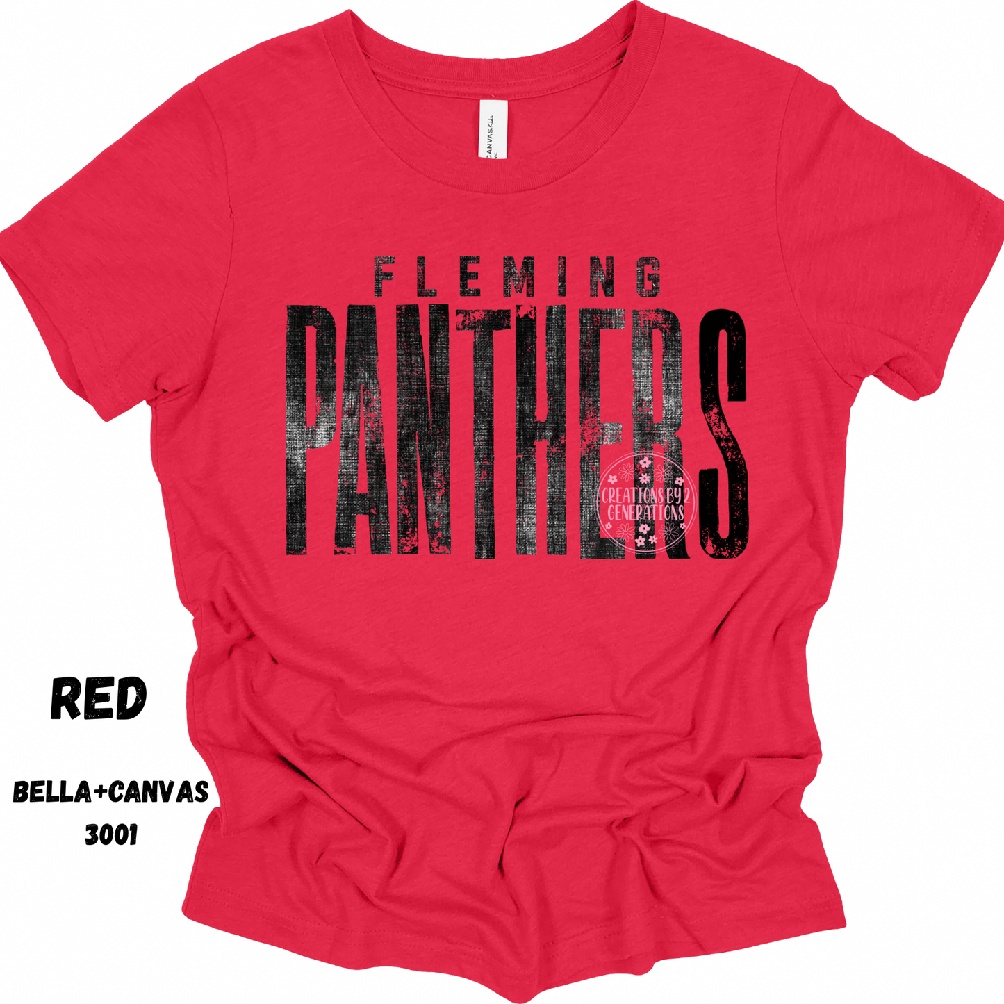 FLEMING PANTHERS DISTRESSED BLACK BELLA+CANVAS SS PREORDER
