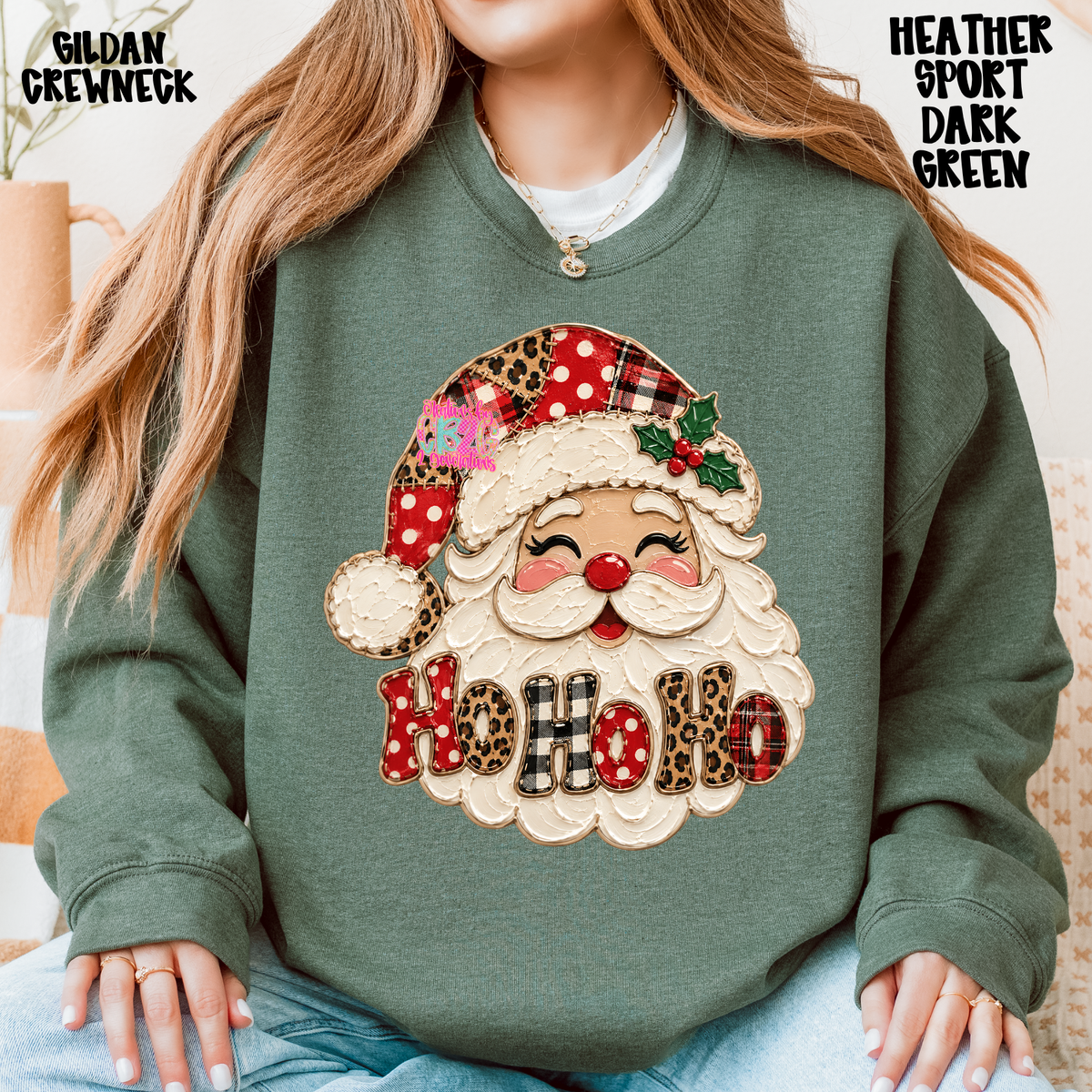 HO HO HO FAUX PAINTED SANTA SWEATSHIRT PREORDER