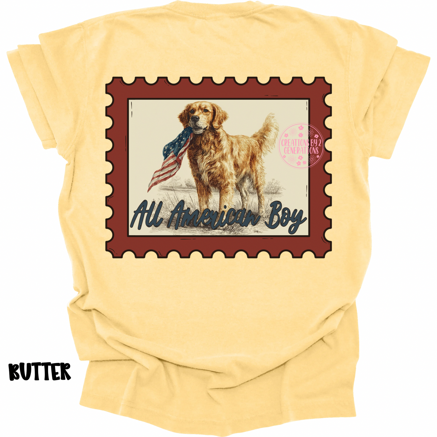 ALL AMERICAN BOY DOG & FLAG WITH FRONT POCKET DESIGN PREORDER (YOUTH)
