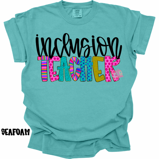 INCLUSION TEACHER COLORFUL PATTERNS BLACK CURSIVE PREORDER