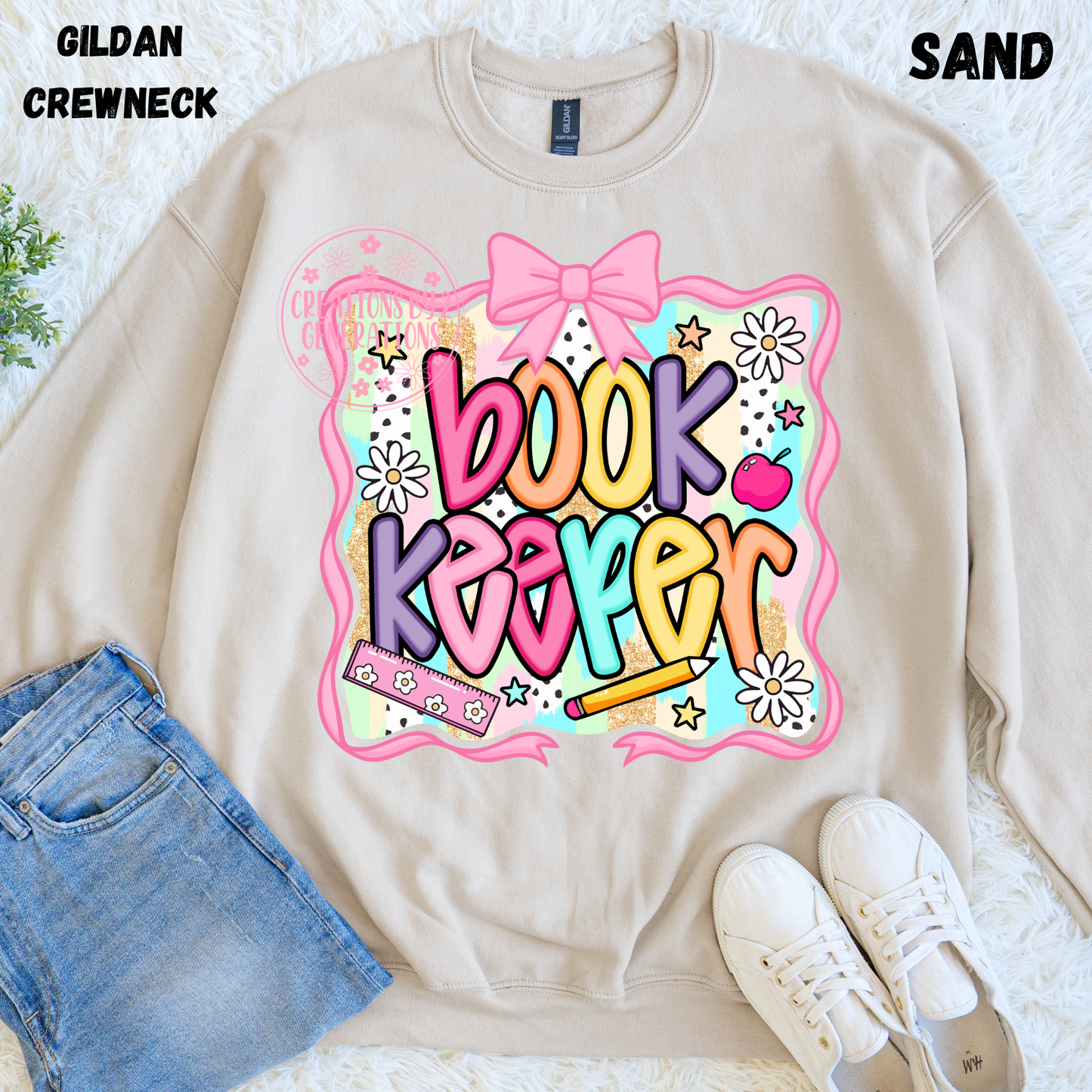 BOOK KEEPER WITH BOW AROUND IT SWEATSHIRT PREORDER