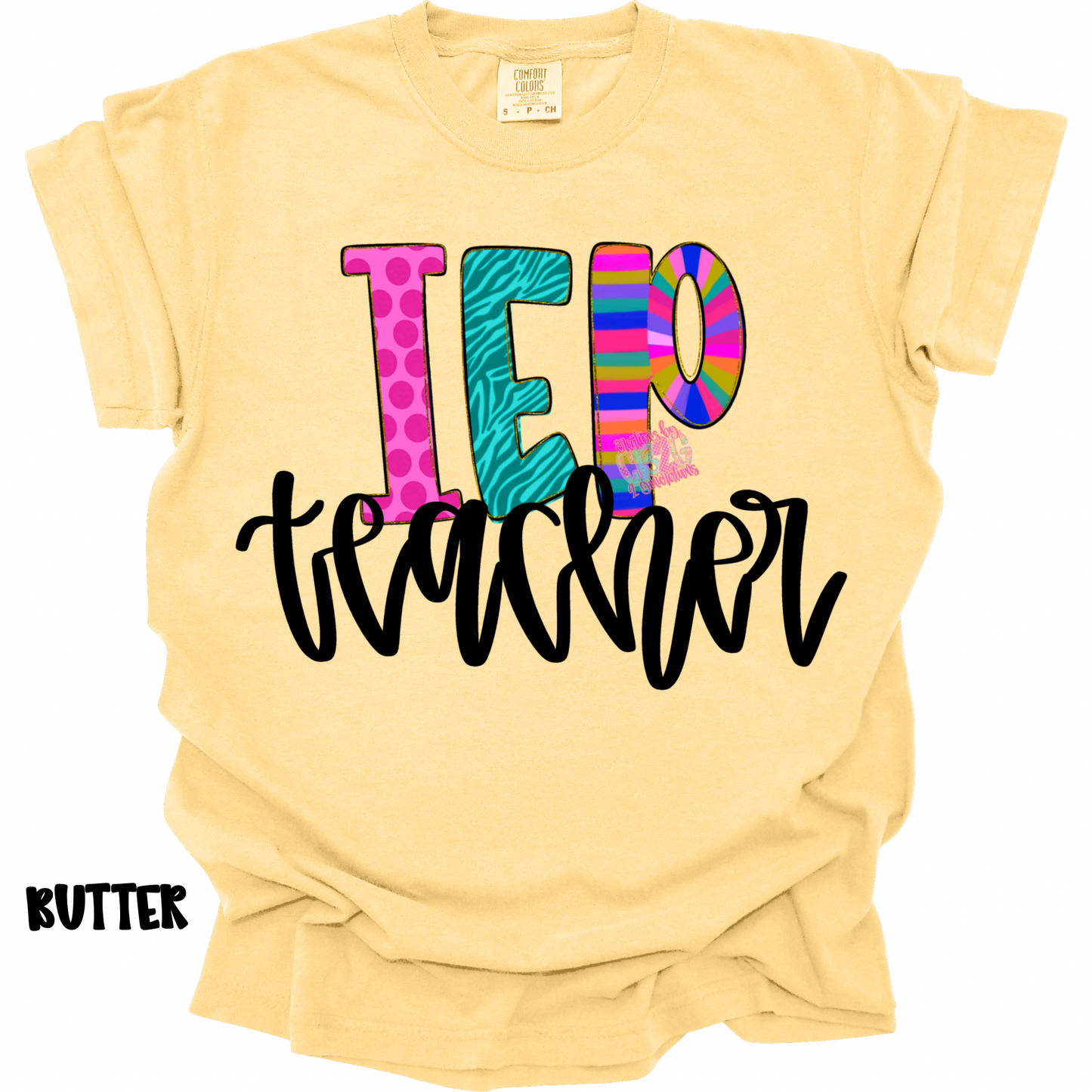 IEP TEACHER COLORFUL PATTERNS BLACK CURSIVE PREORDER