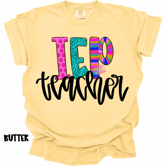 IEP TEACHER COLORFUL PATTERNS BLACK CURSIVE PREORDER