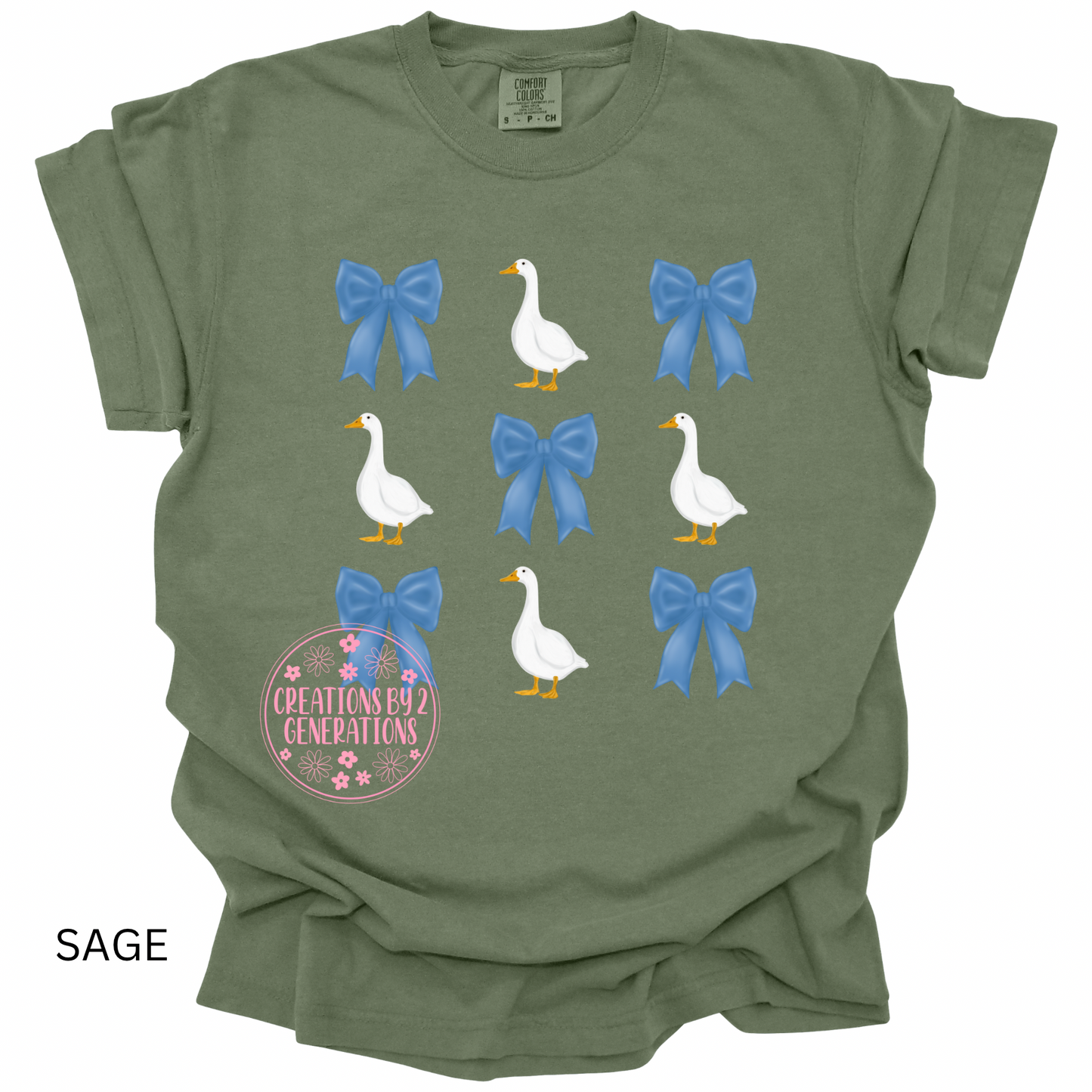 GEESE AND 5 BLUE BOWS