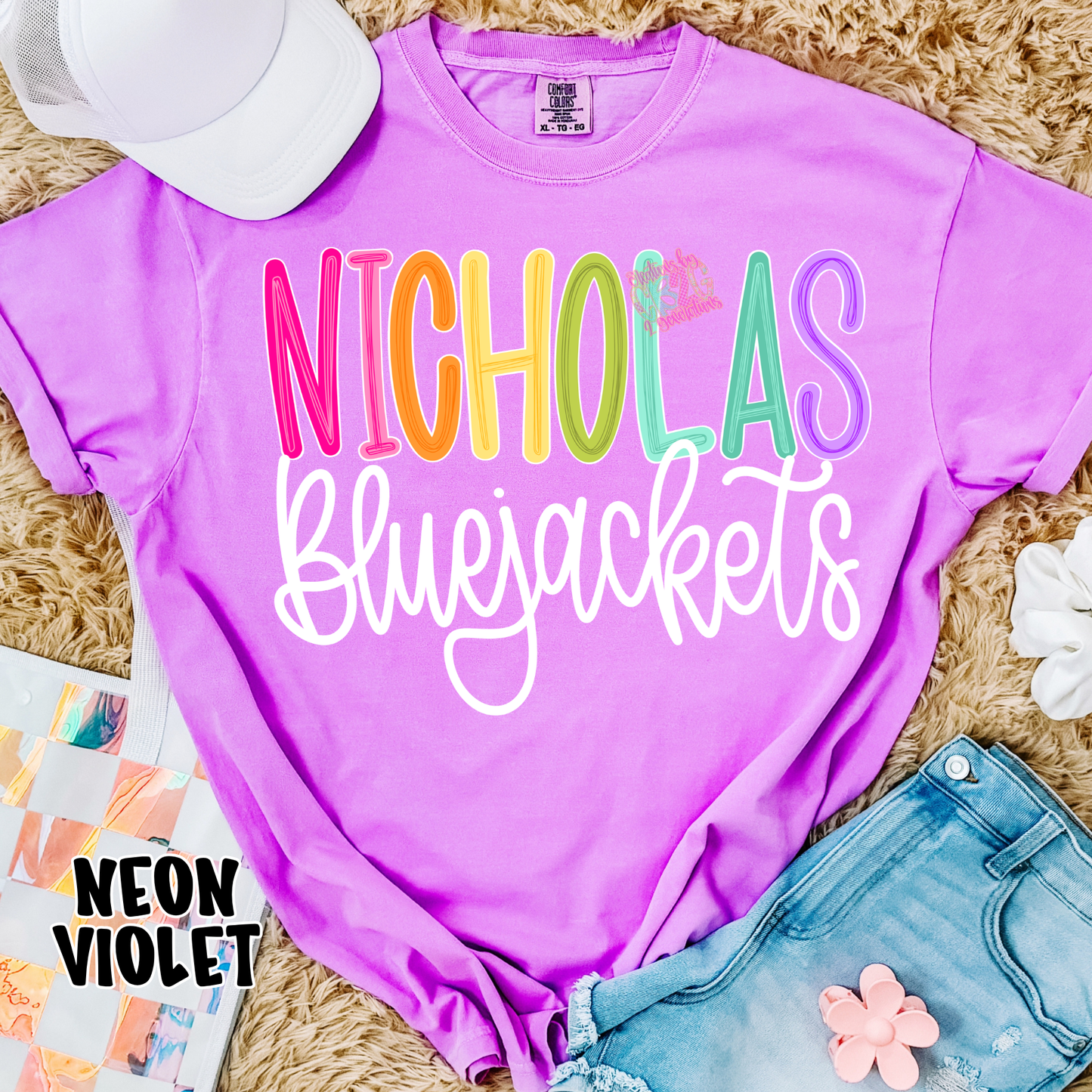NICHOLAS BLUEJACKETS COLOR POP WITH WHITE CURSIVE PREORDER