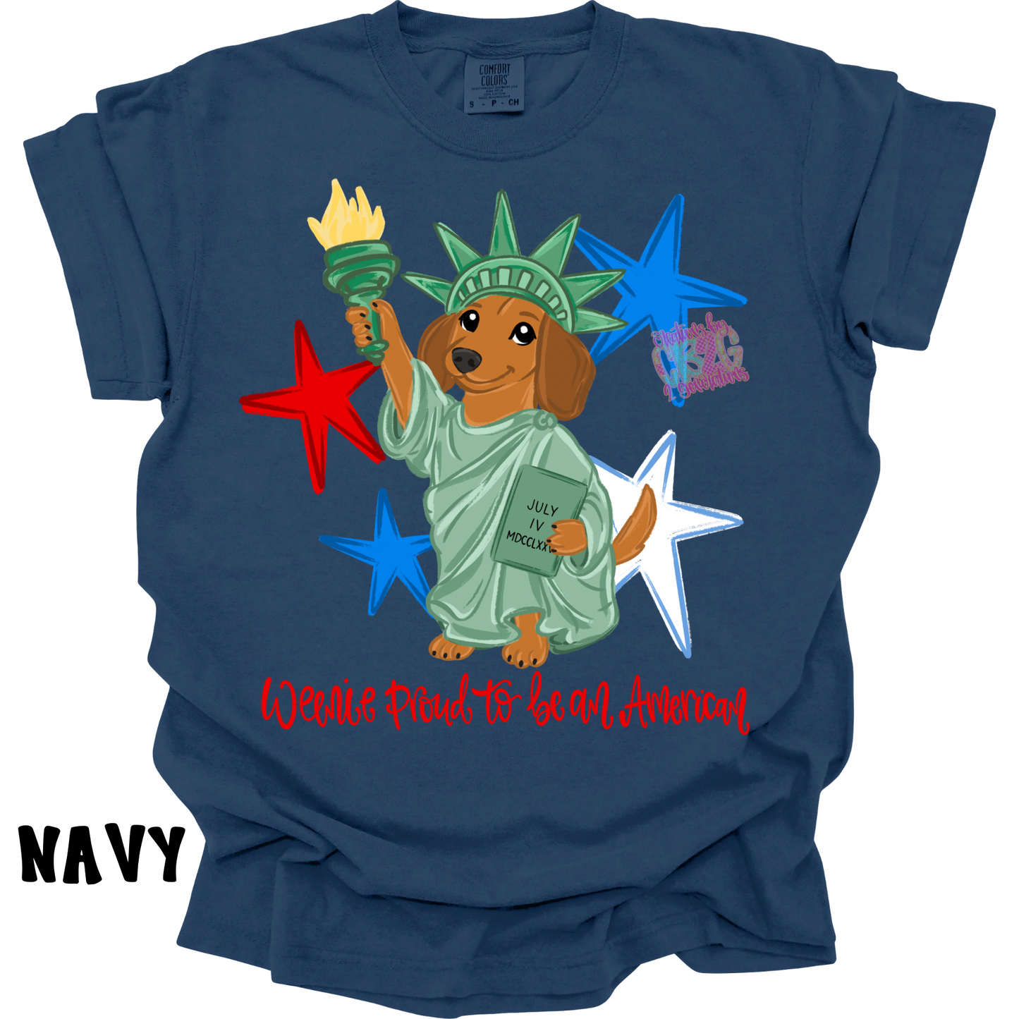 WEENIE PROUD TO BE AN AMERICAN WITH WORDS PREORDER