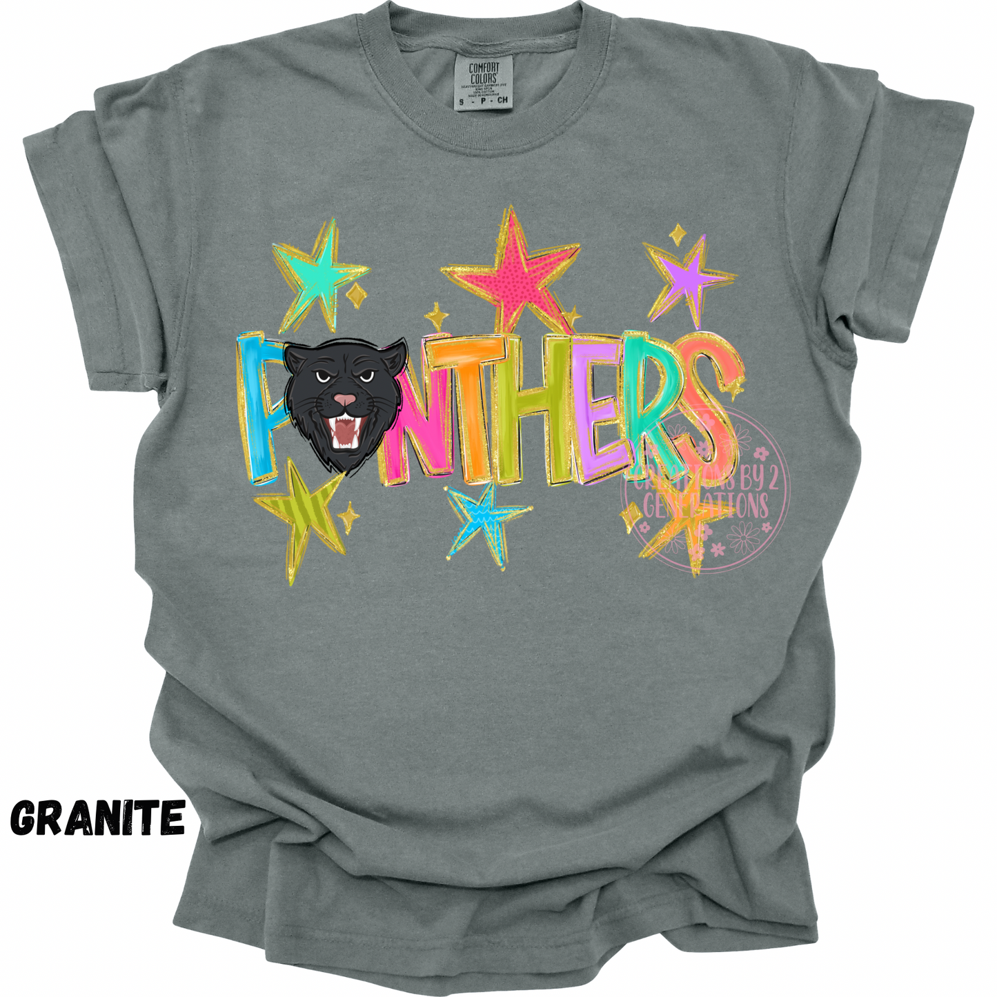 PANTHERS WITH MULTICOLORED STARS