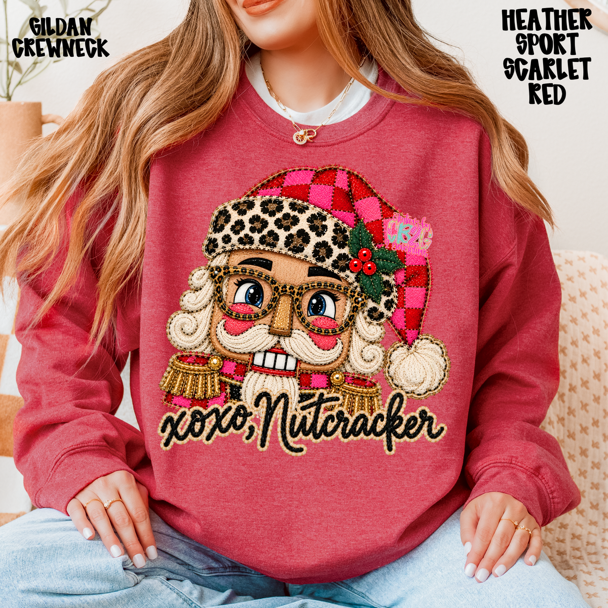 XOXO NUTCRACKER FAUX TEXTURED SWEATSHIRT PREORDER