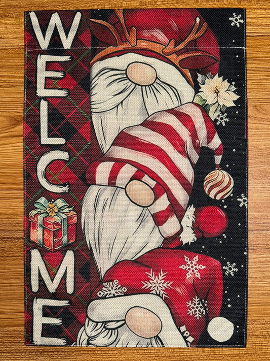 WELCOME GNOMES CHRISTMAS FLAG