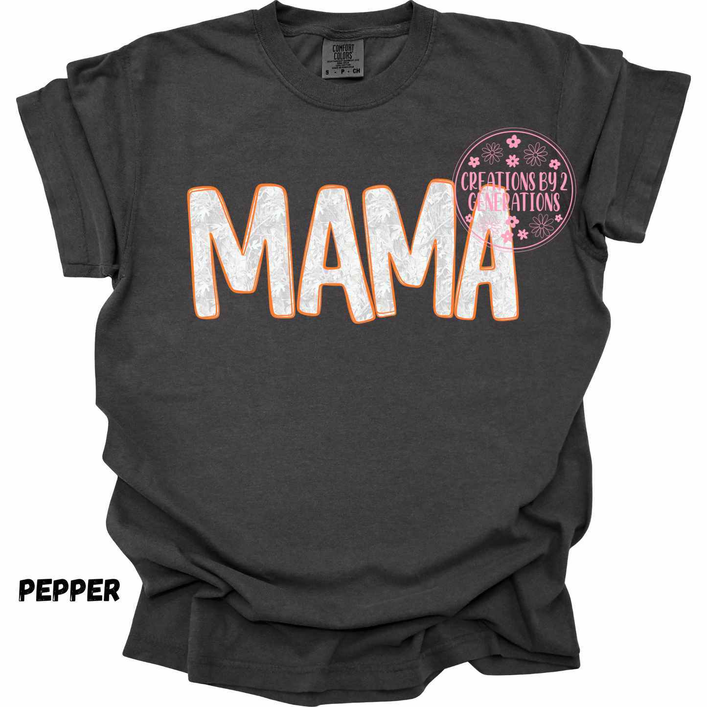 MAMA WHITE CAMO WITH ORANGE OUTLINE