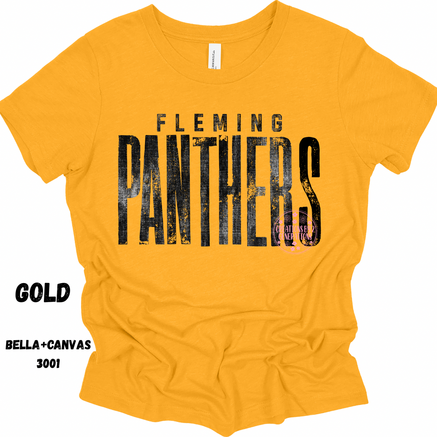 FLEMING PANTHERS DISTRESSED BLACK BELLA+CANVAS SS PREORDER