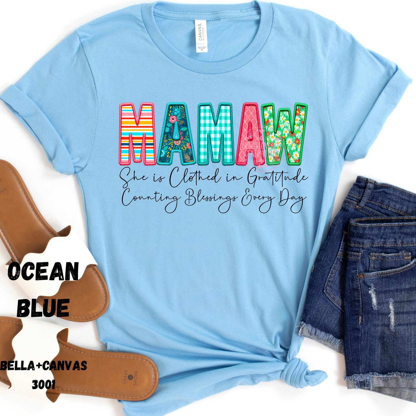 MAMAW SHE IS CLOTHED IN GRATITUDE PREORDER BELLA+CANVAS SS