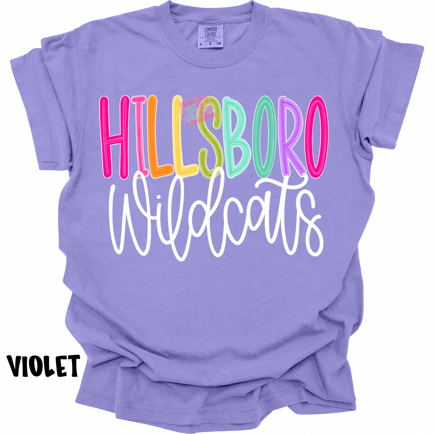 HILLSBORO WILDCATS COLOR POP WITH WHITE CURSIVE PREORDER
