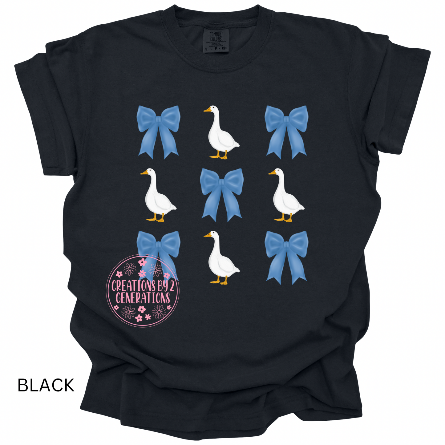 GEESE AND 5 BLUE BOWS