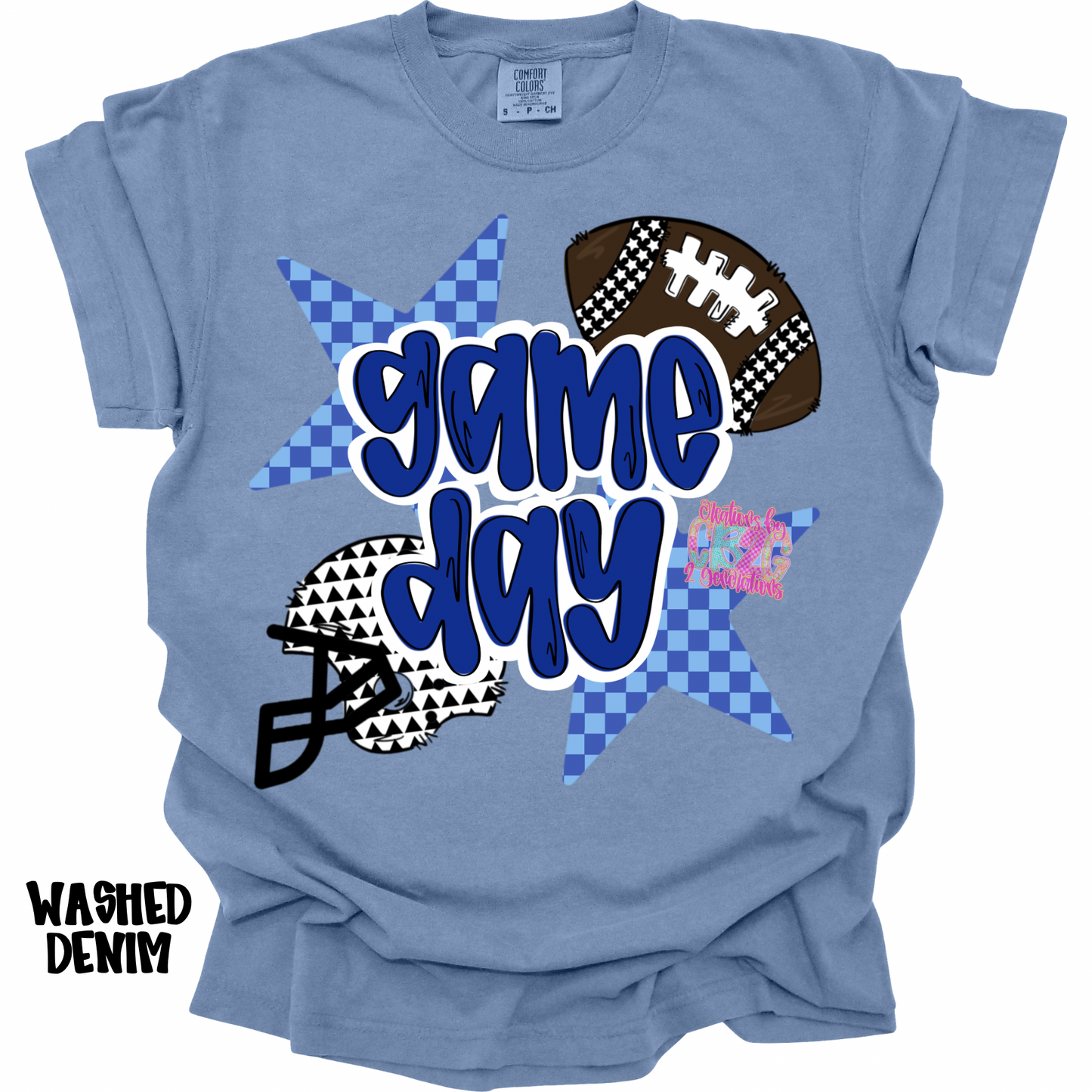 GAME DAY BLUE CHECKERED STARS FOOTBALL PREORDER