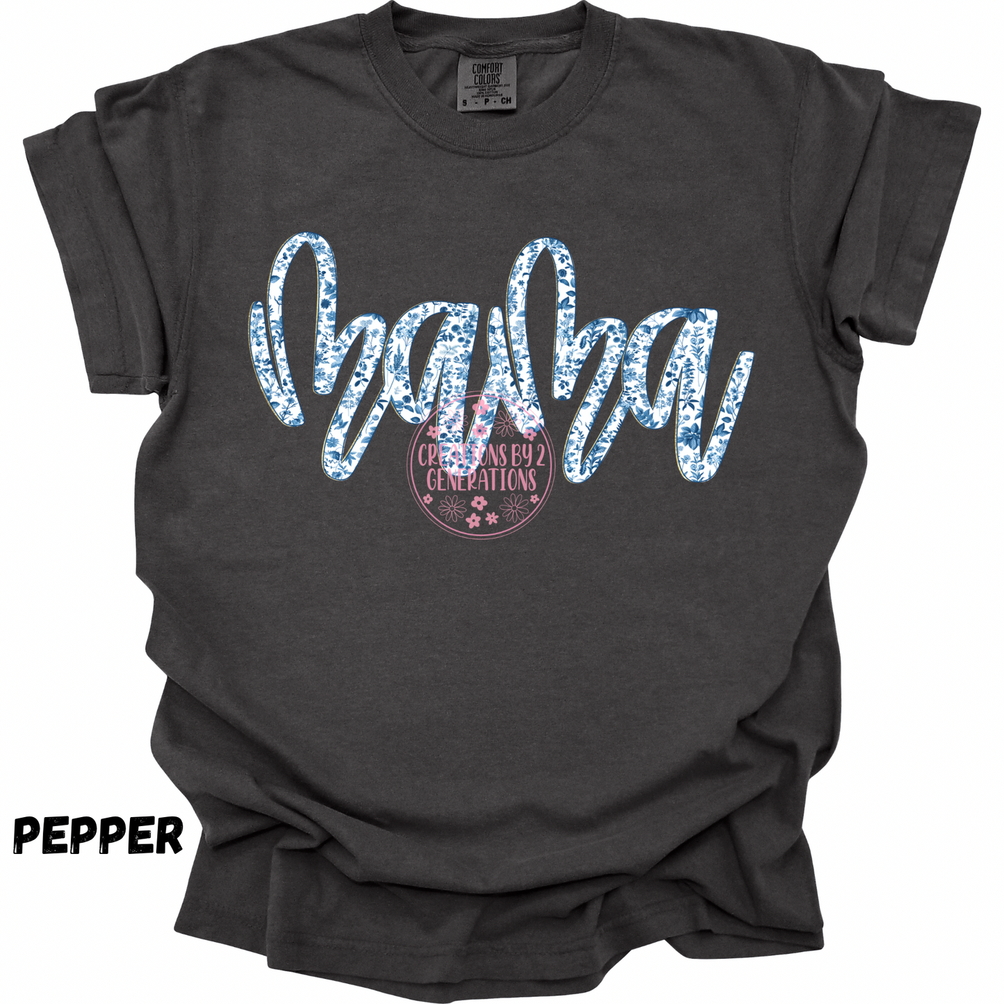 MAMA BLUE WHITE CURSIVE