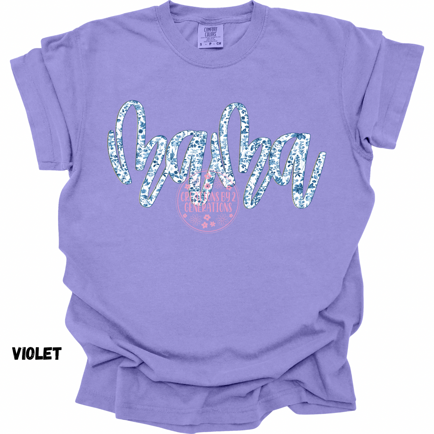 MAMA BLUE WHITE CURSIVE