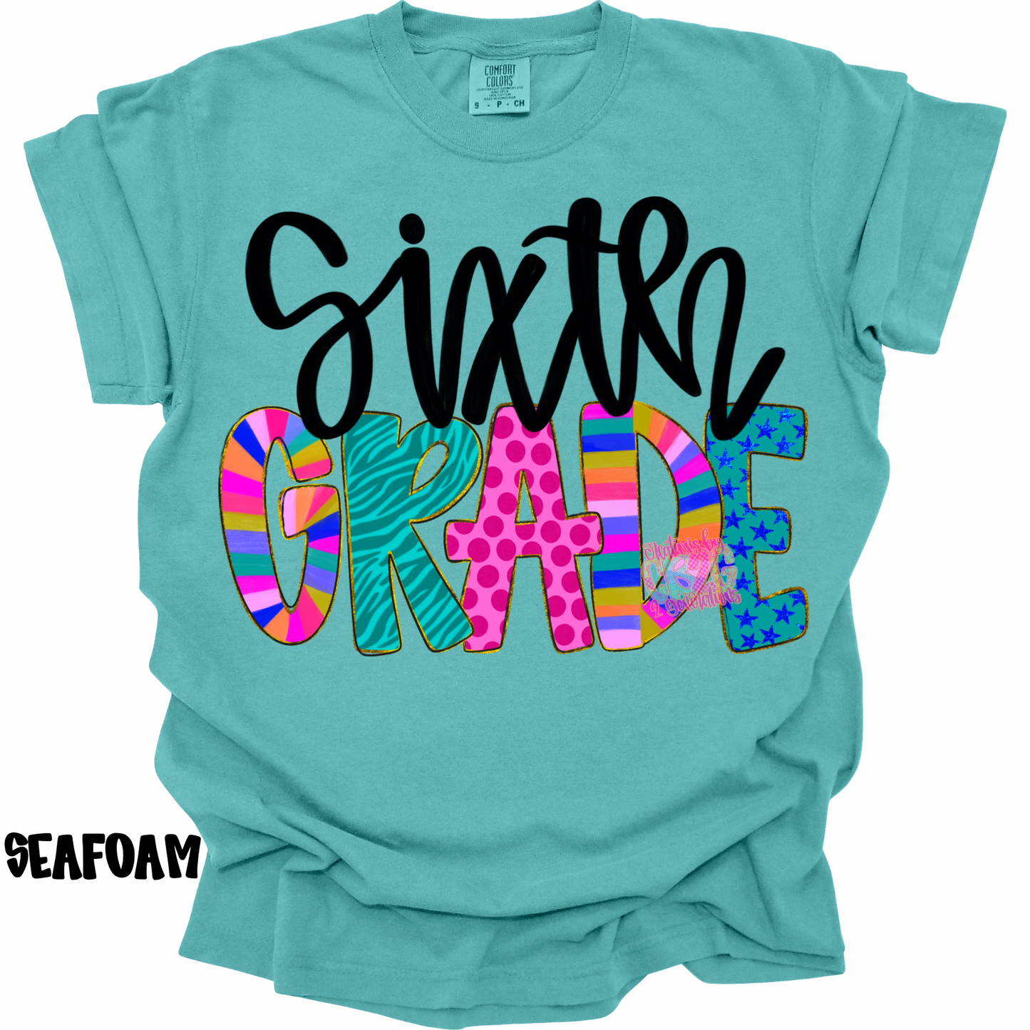 SIXTH GRADE COLORFUL PATTERNS BLACK CURSIVE PREORDER