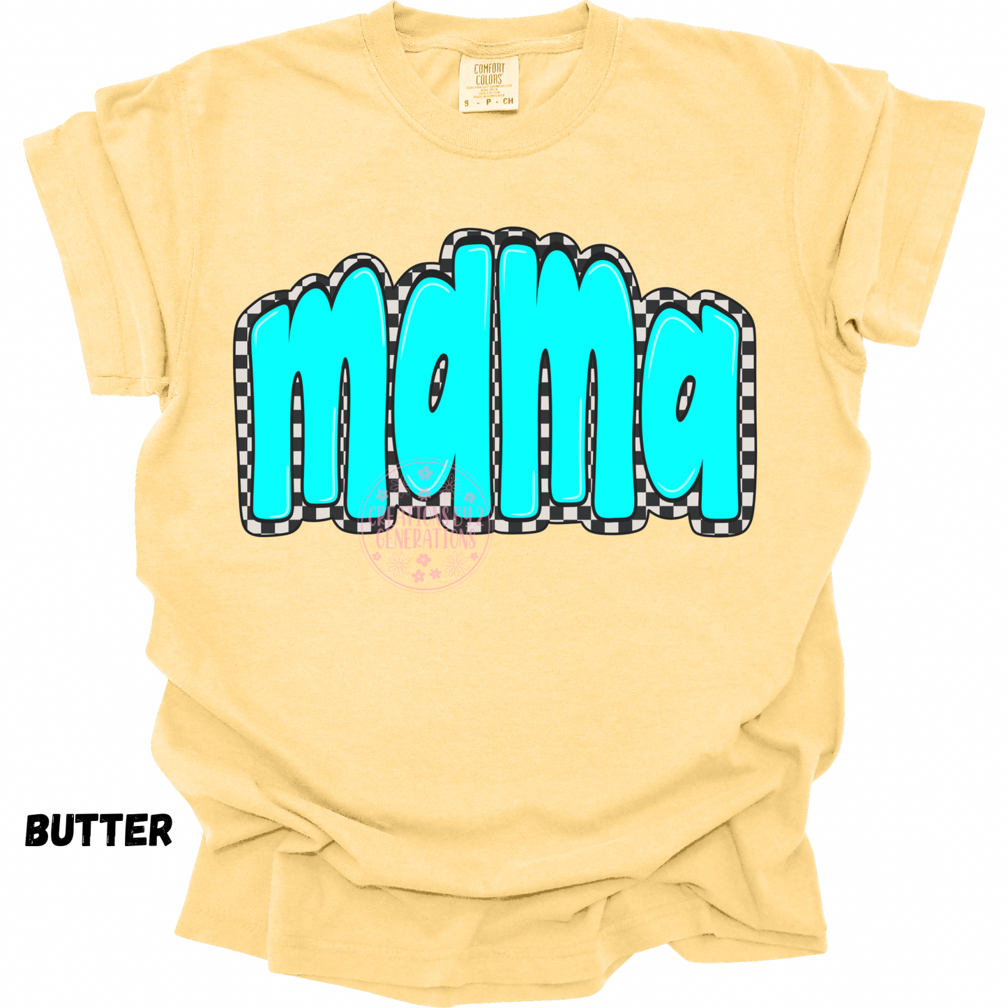 MAMA BLACK/WHITE CHECKERED OUTLINE