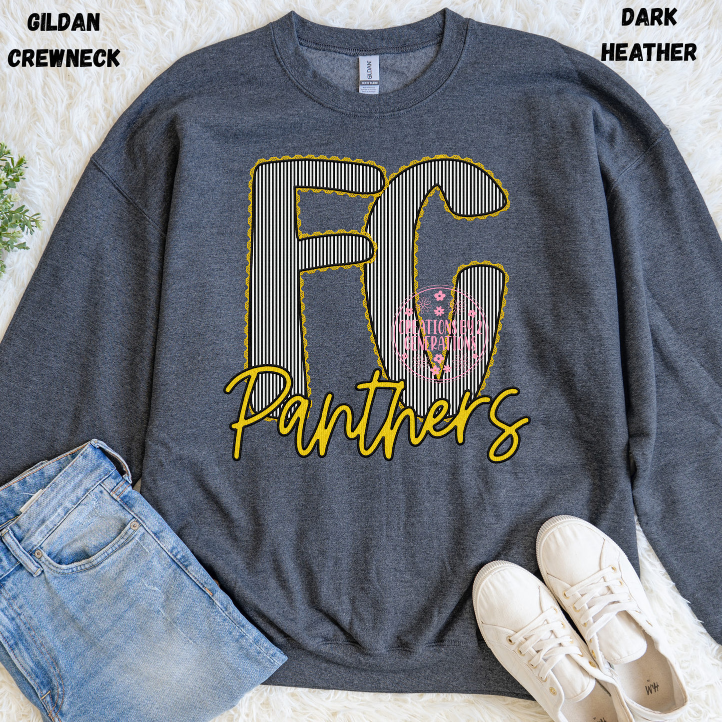 FC STRIPES PANTHERS FAUX EMBROIDERY SWEATSHIRT