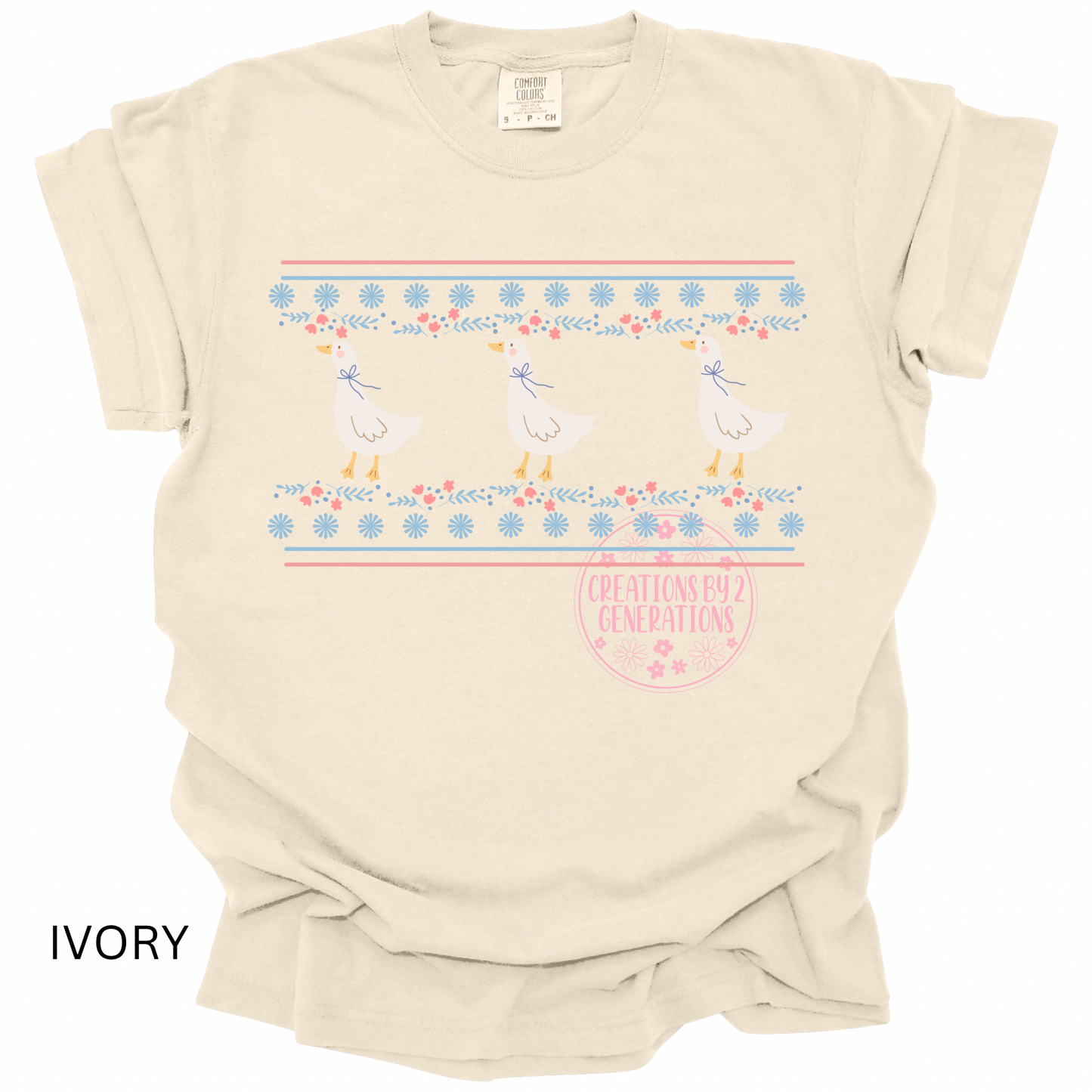 3 GEESE BLUE & PINK STRIPES