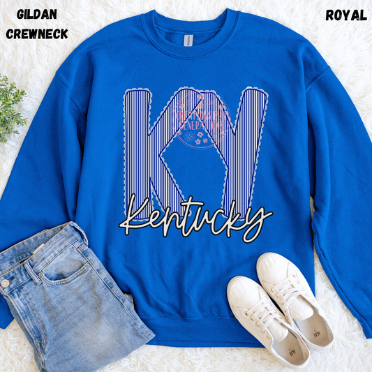 KY KENTUCKY FAUX EMBROIDERY PRINT