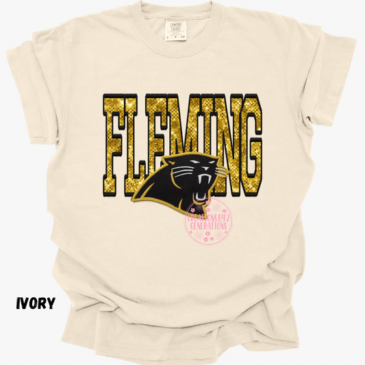 FLEMING FAUX SEQUINS WITH PANTHER HEAD PRINT