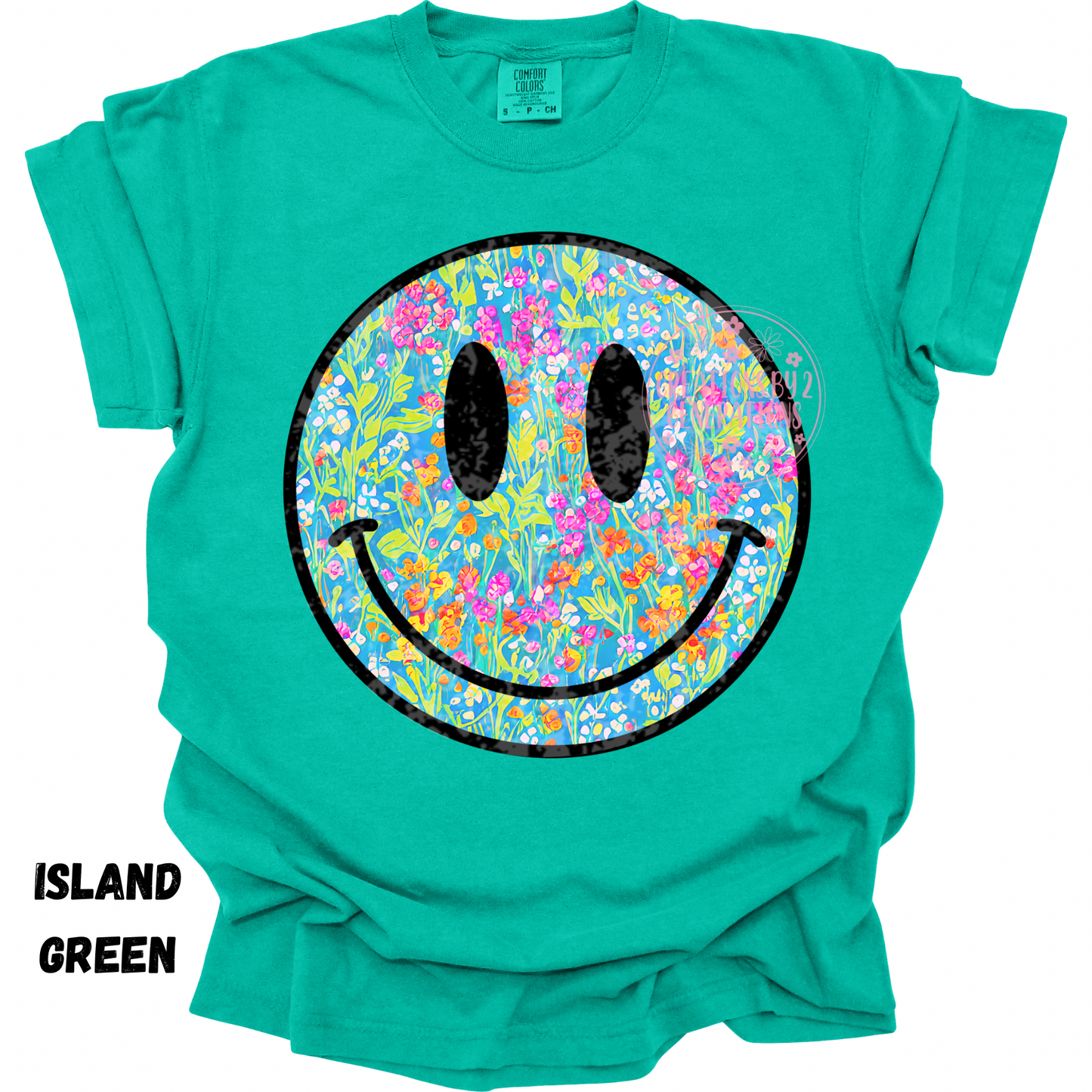 FLORAL BLACK OUTLINE SMILEY FACE PREORDER