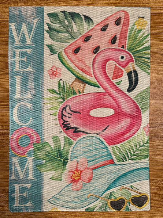 WELCOME FLAMINGO FLOATY FLAG