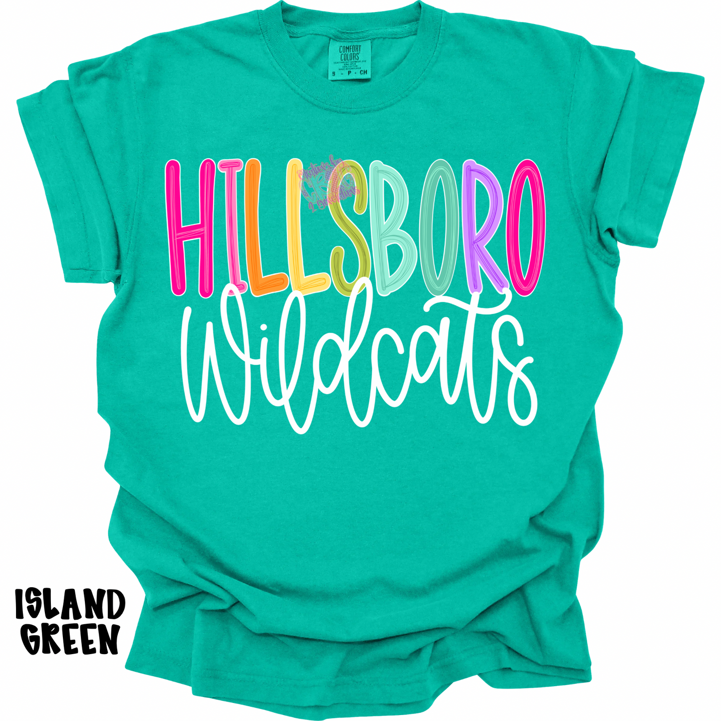 HILLSBORO WILDCATS COLOR POP WITH WHITE CURSIVE PREORDER