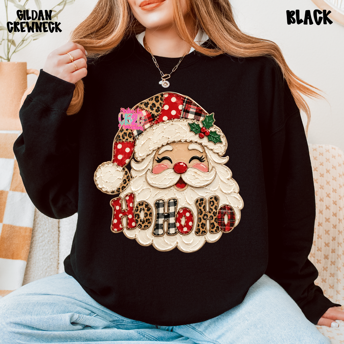 HO HO HO FAUX PAINTED SANTA SWEATSHIRT PREORDER