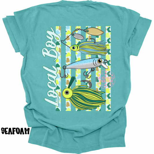 LOCAL BOY FISHING BAITS GREEN/BLUE WITH FRONT POCKET DESIGN PREORDER