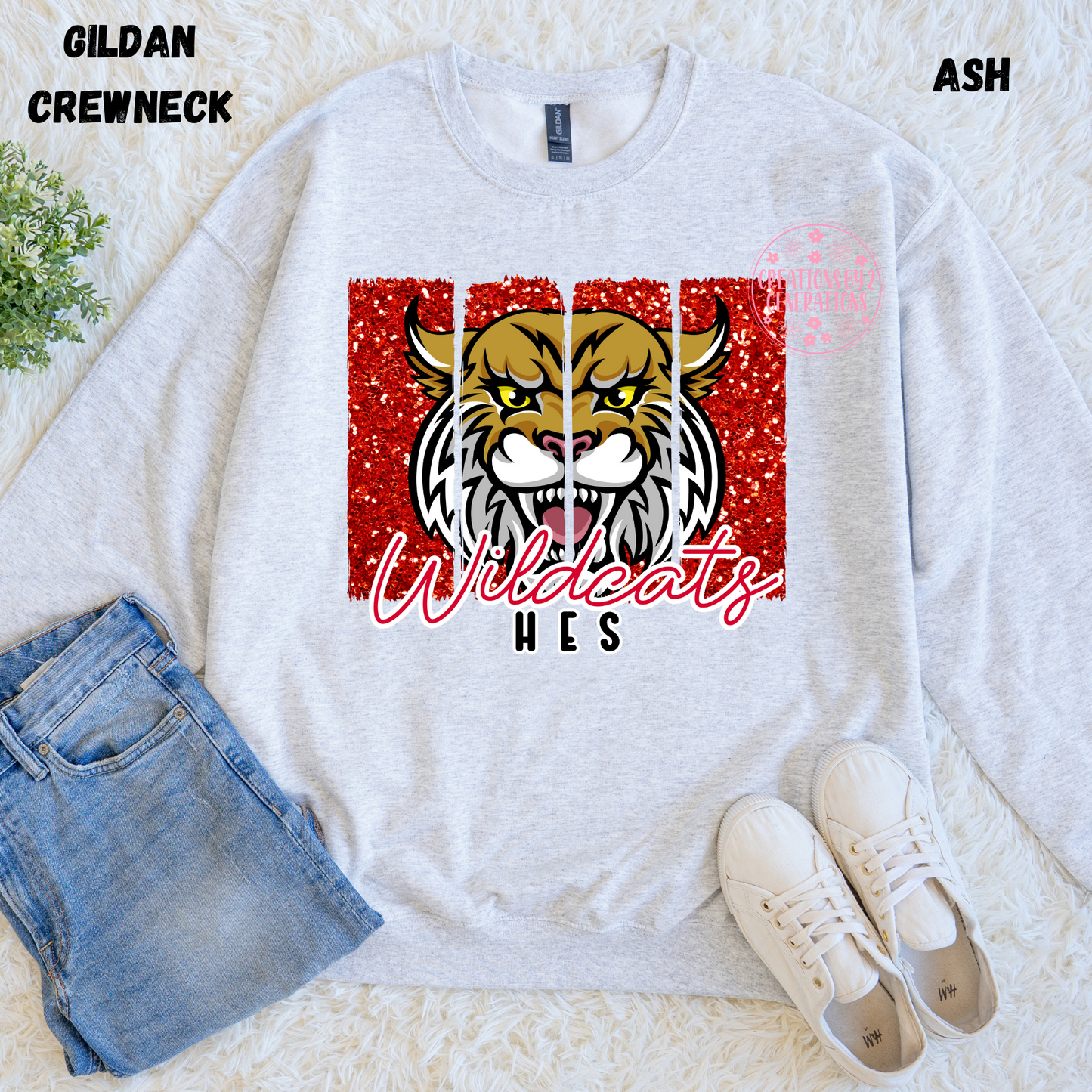 WILDCATS HES RED GLITTER BACKGROUND SWEATSHIRT PREORDER
