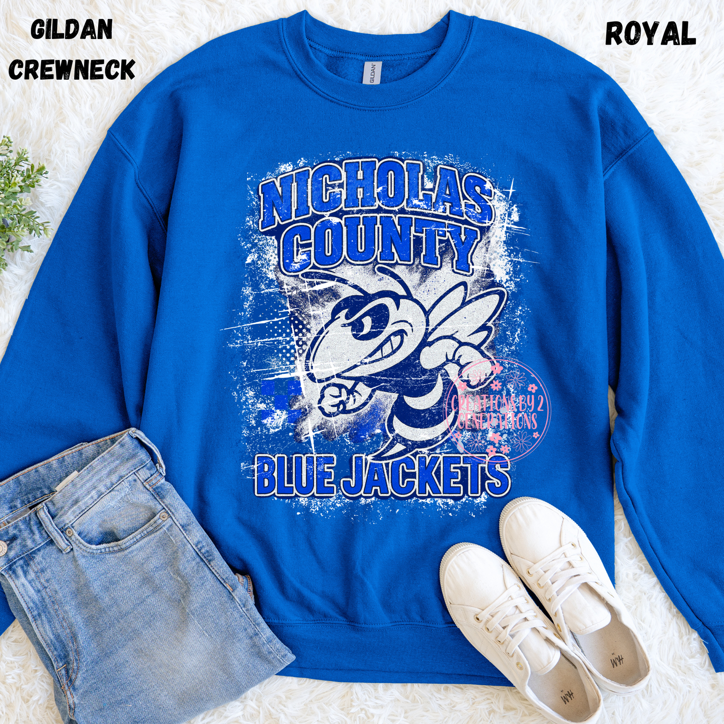 NICHOLAS COUNTY BLUE JACKETS GRUNGE SWEATSHIRT PREORDER (YOUTH)