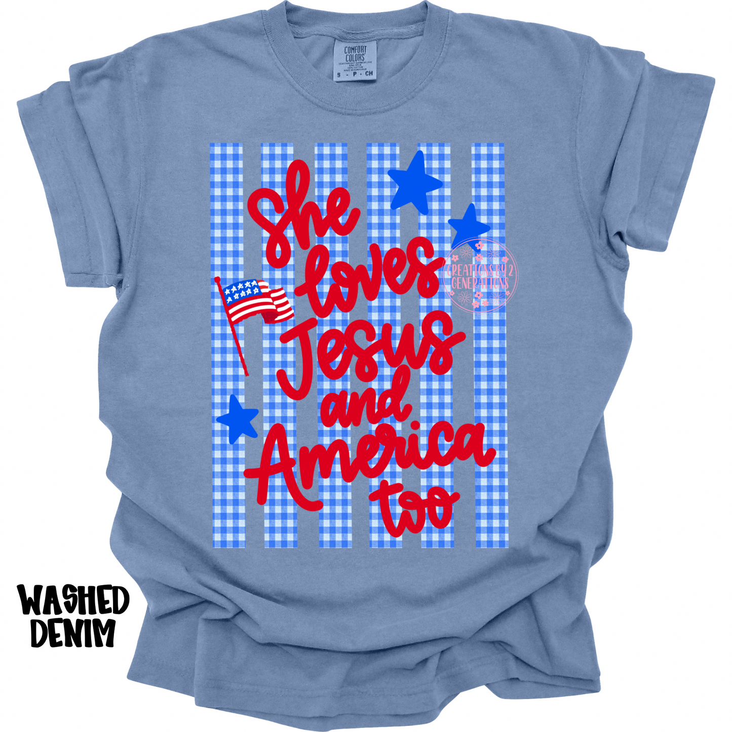 SHE LOVES JESUS AND AMERICA TOO RED WORDS PREORDER
