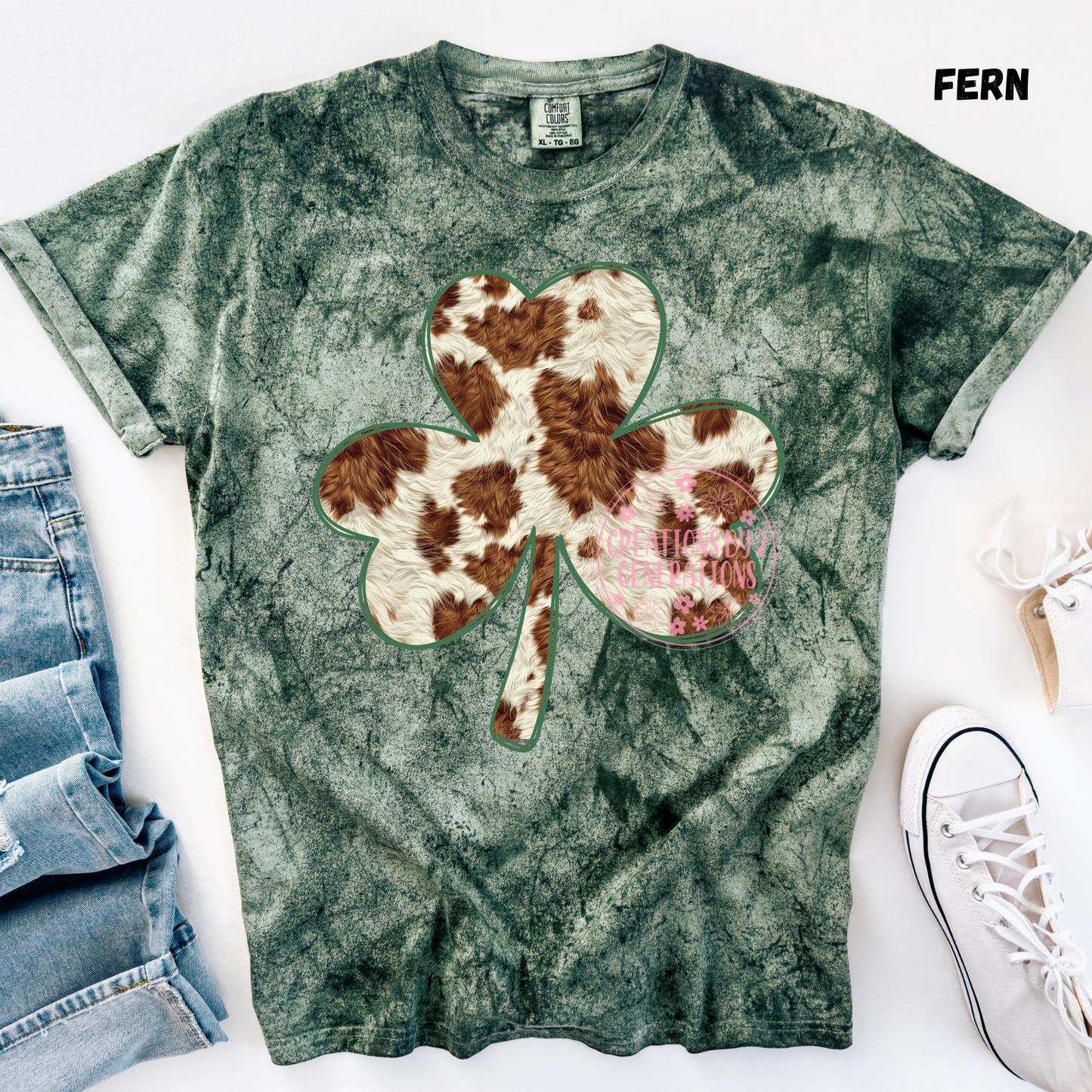 SHAMROCK COW PRINT FAUX TEXTURED