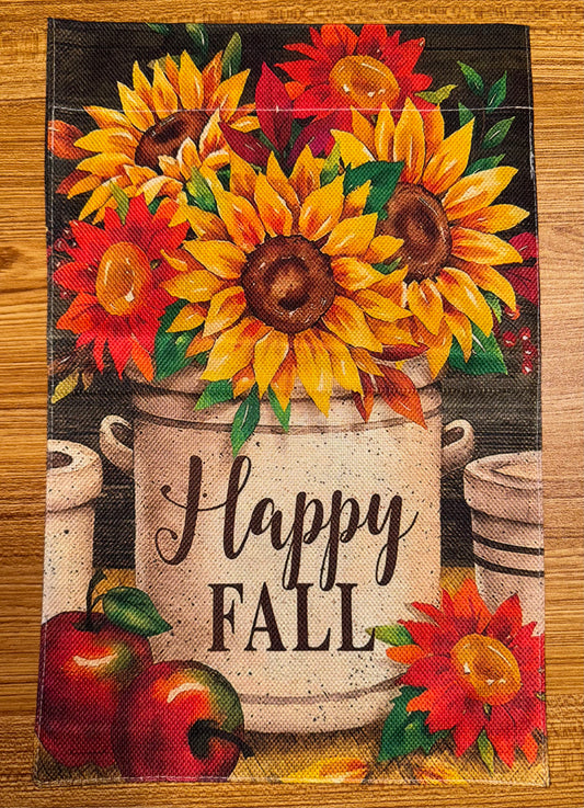 HAPPY FALL CAN WITH SUNFLOWERS FLAG
