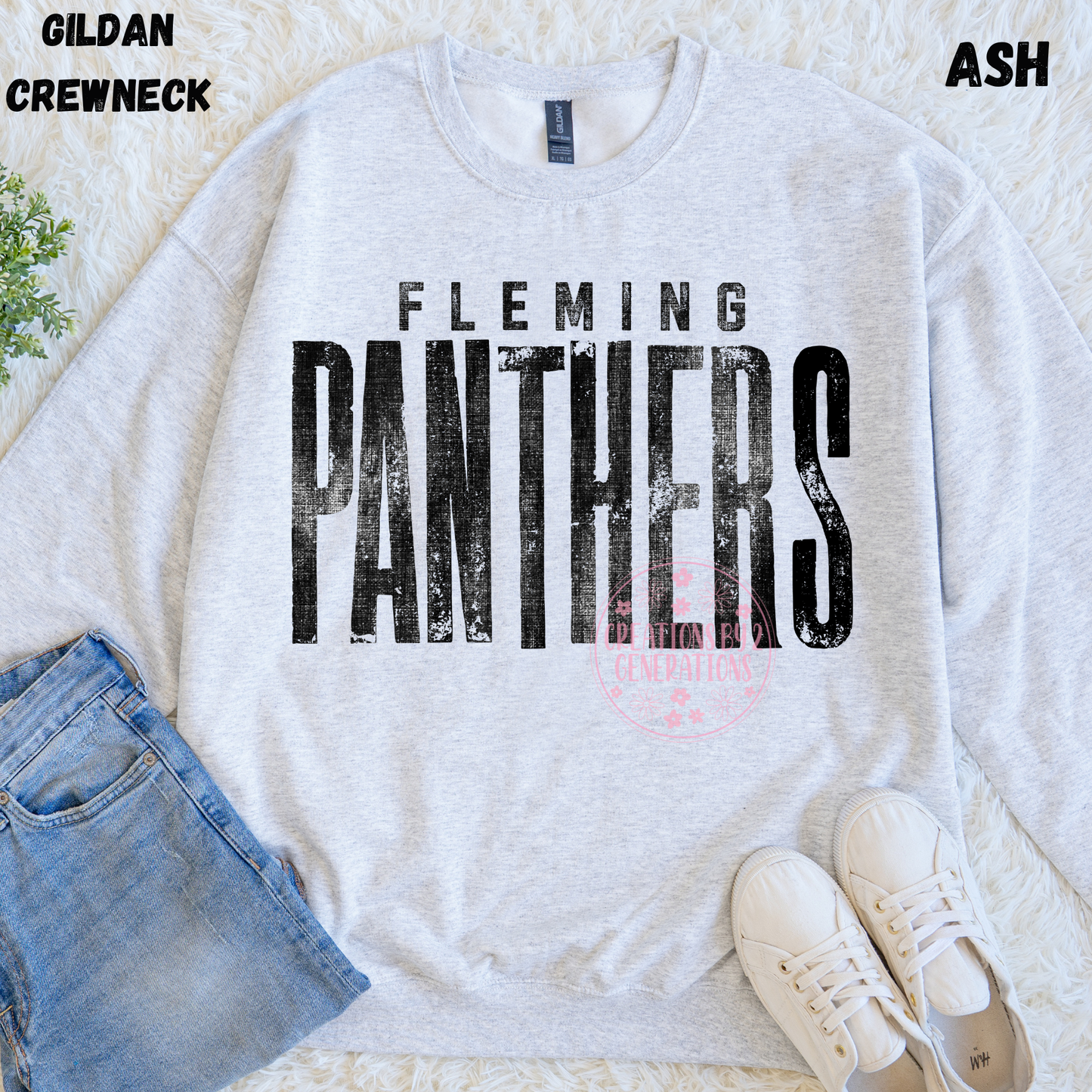 FLEMING PANTHERS DISTRESSED BLACK SWEATSHIRT PREORDER